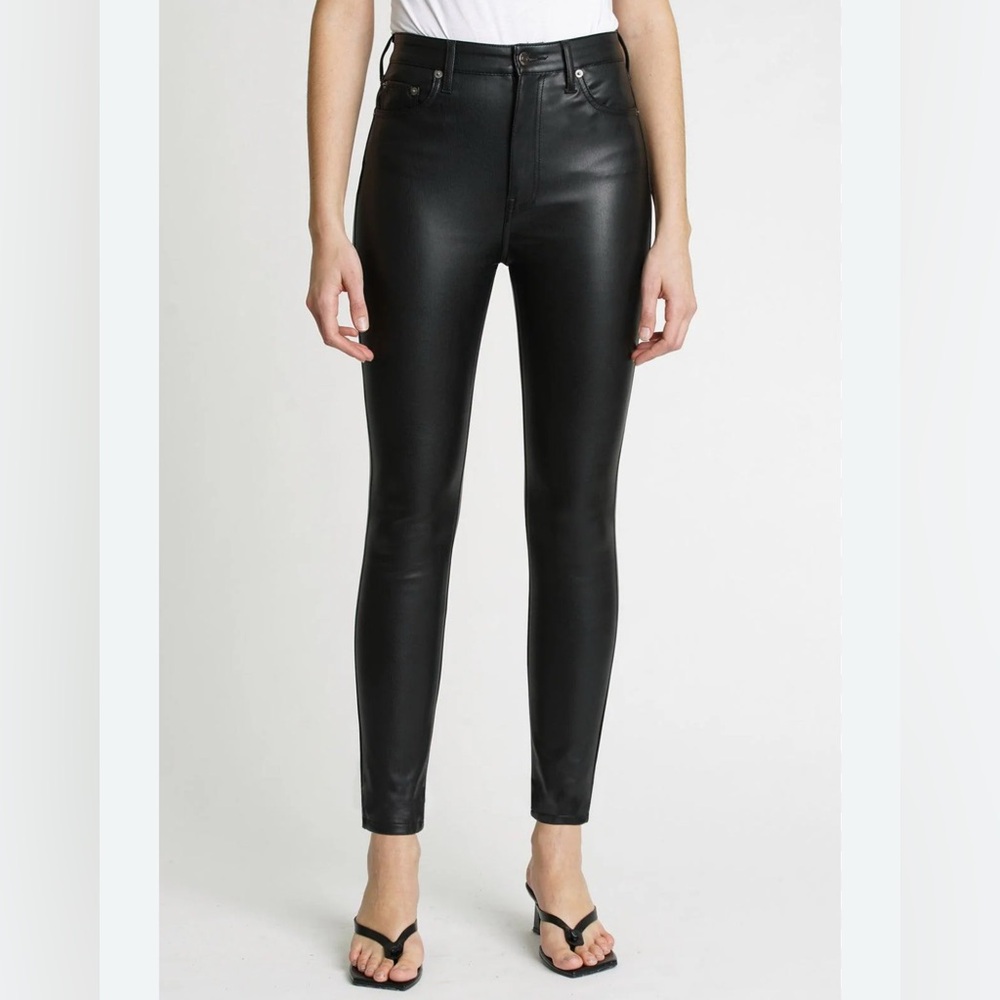 PISTOLA‎ Women’s Faux Leather Black Pants High Rise Skinny P6637SPL-ONX Size 28